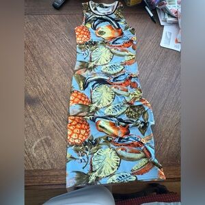 Valentino Garavani Blue Tropical Print Dress